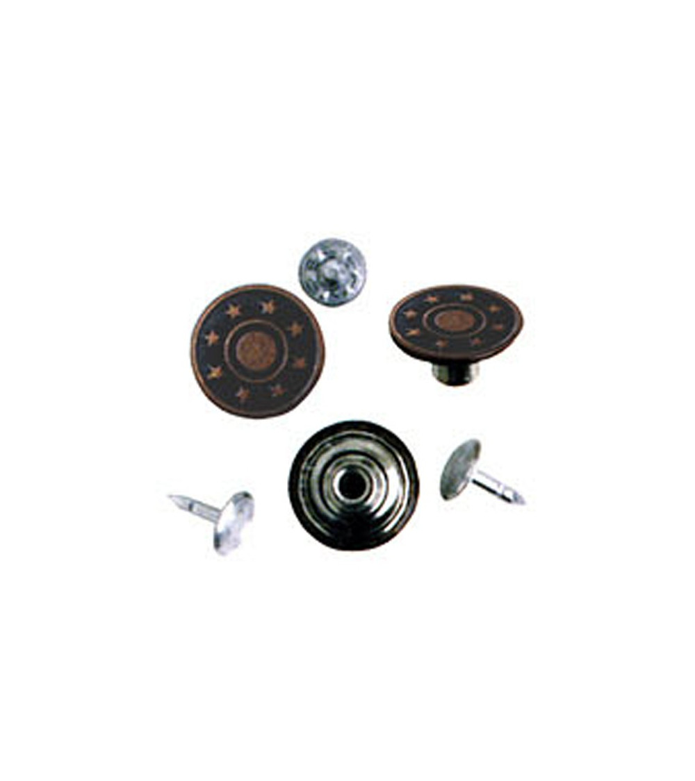 6 Jeansknöpfe 17mm bronzefarben