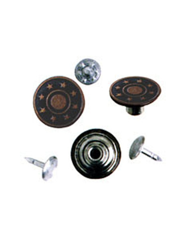 6 Jeansknöpfe 17mm bronzefarben