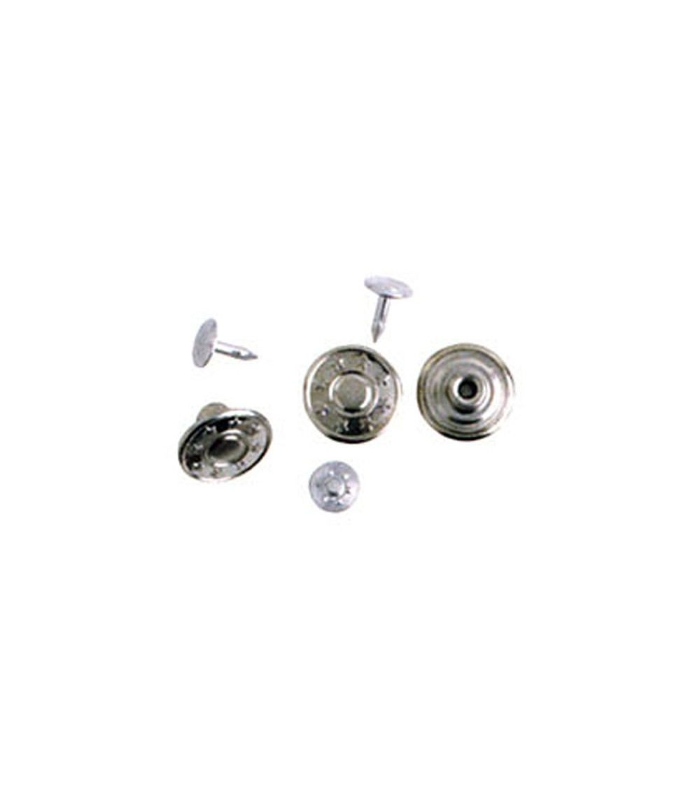 6 silver-colored 17mm jeans buttons