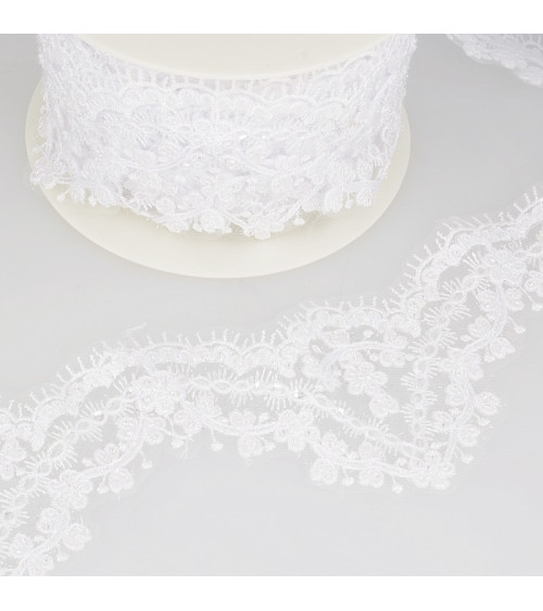 9m spool Pearl/sequin embroidery White 85 mm