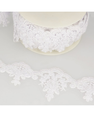 Bobine 13,5m Broderie brillante Blanc 95 mm