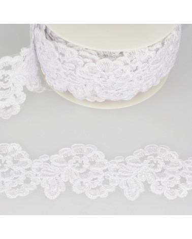 Bobine 13,5m Broderie brillante Blanc 75 mm