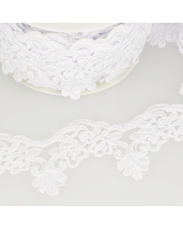 Bobine 13,5m Broderie brillante Blanc 75 mm