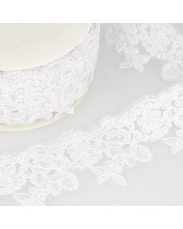13.5m reel of shiny embroidery, white, 80 mm