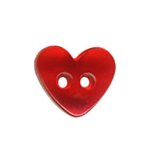 Bouton Coeur translucide couleur Rouge