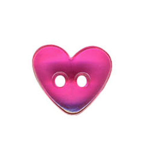 Bouton Coeur translucide couleur Fuchsia