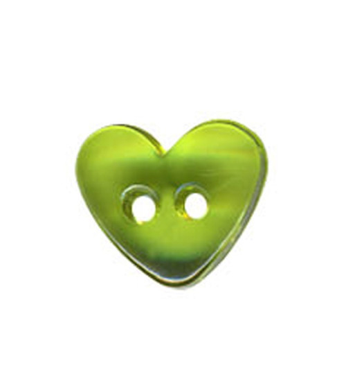 Bouton Coeur translucide couleur Vert