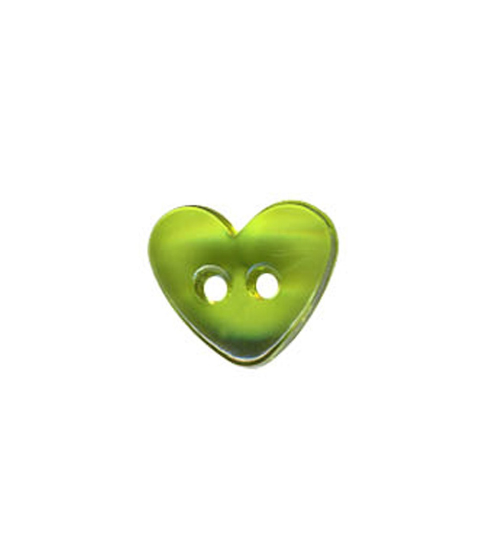 Bouton Coeur translucide couleur Vert