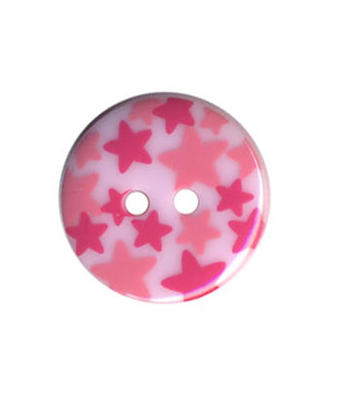 Botón redondo con estampado de estrellas, color rosa