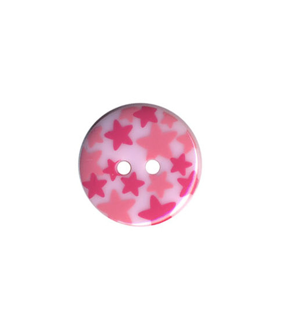 Bouton rond motif Etoiles couleur Rose