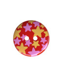 Bouton rond motif Etoiles couleur Rouge