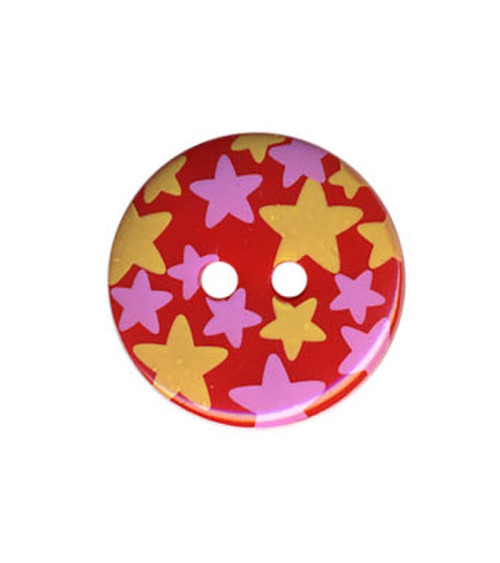Bouton rond motif Etoiles couleur Rouge