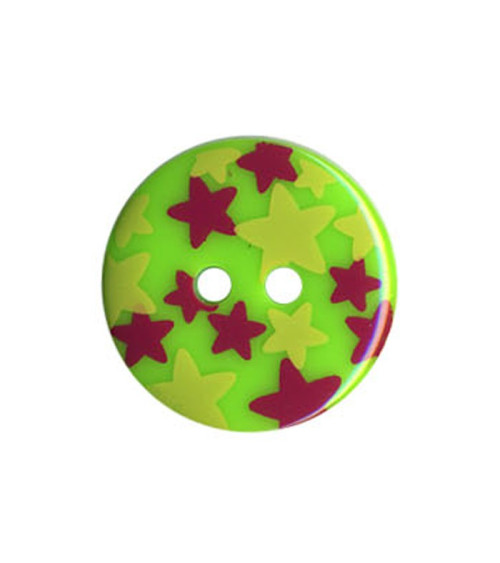 Bouton rond motif Etoiles couleur Vert