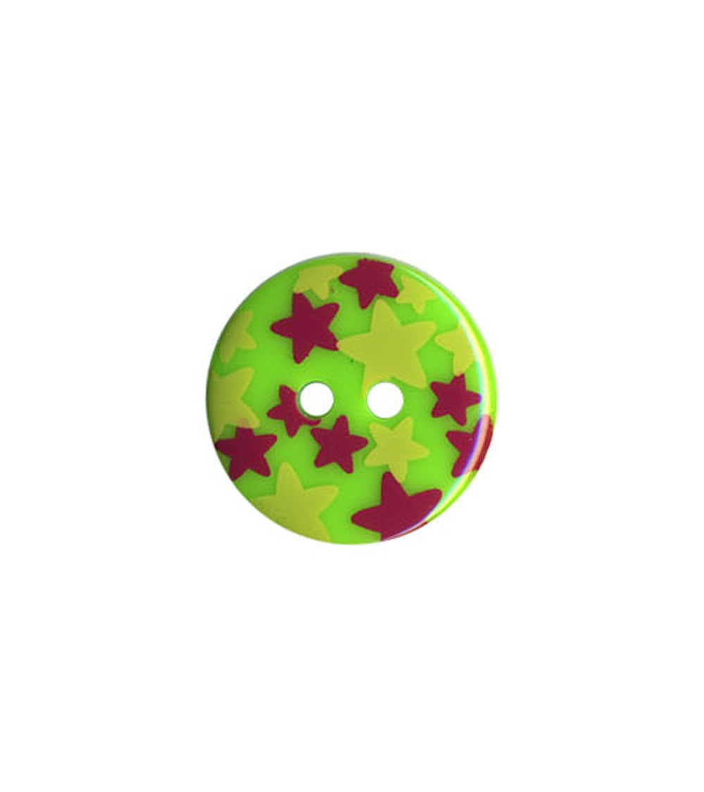 Bouton rond motif Etoiles couleur Vert