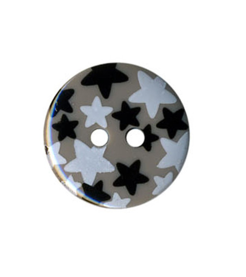 Bouton rond motif Etoiles couleur Gris