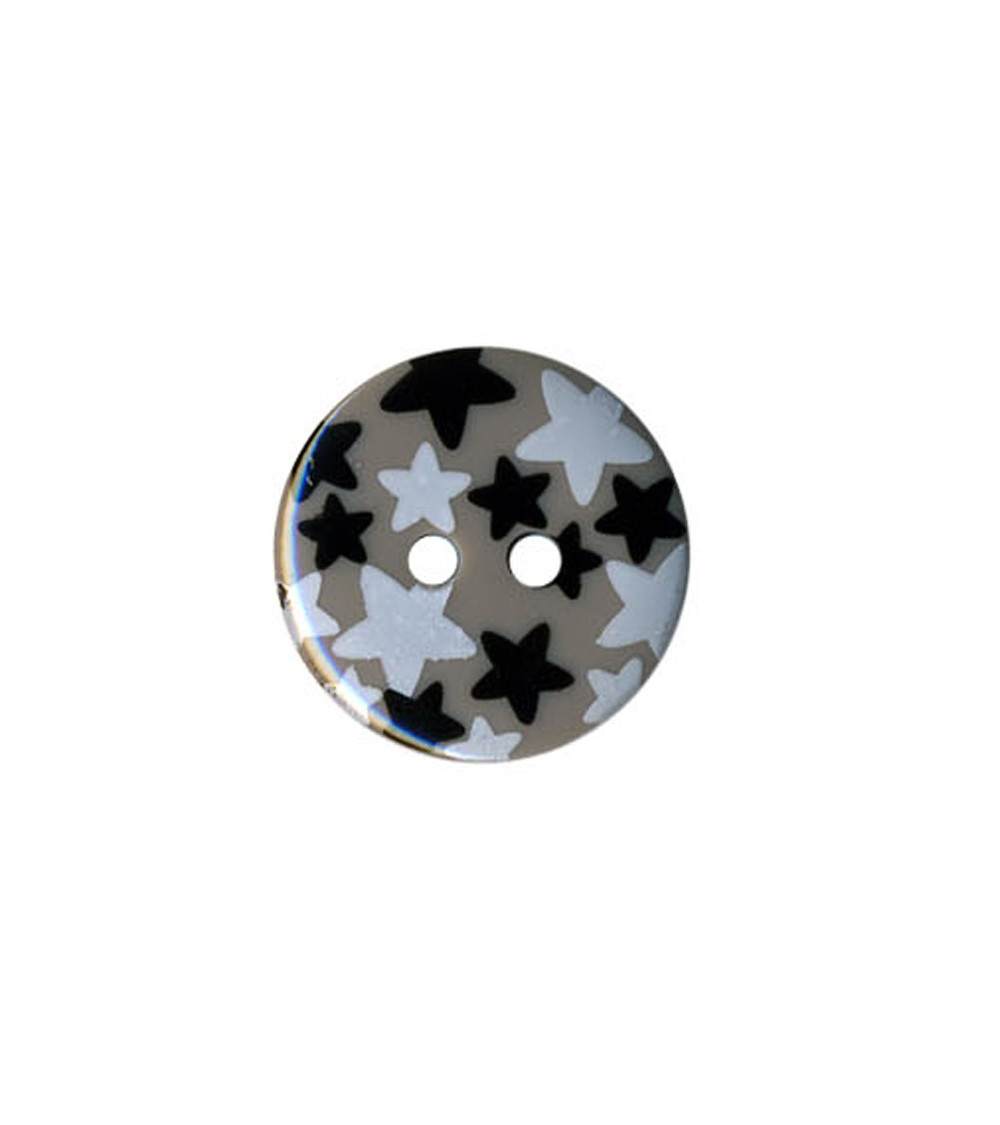 Bouton rond motif Etoiles couleur Gris