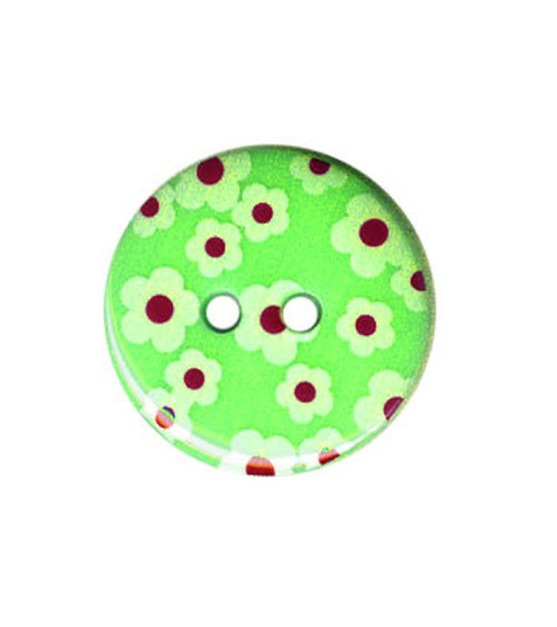 Bouton rond motif Fleur couleur Vert