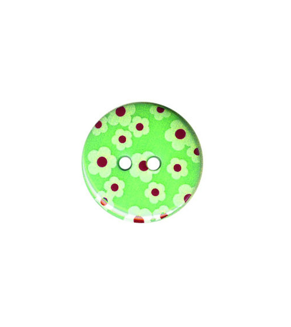 Bouton rond motif Fleur couleur Vert