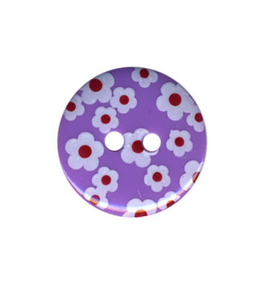 Bouton rond motif Fleur couleur Mauve