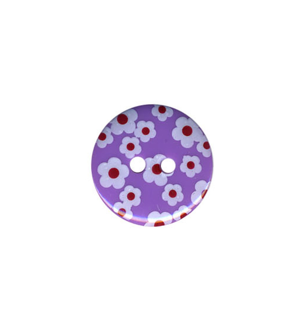 Bouton rond motif Fleur couleur Mauve