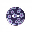 Bouton rond motif Fleur couleur Prune