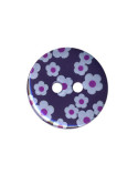 Bouton rond motif Fleur couleur Prune