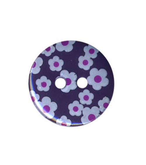 Runder Knopf mit Blumenmuster, Pflaumenfarbe