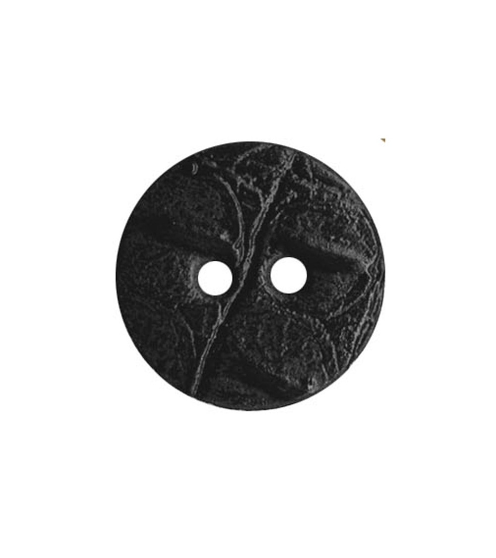 Runder Knopf aus schwarzem Leder