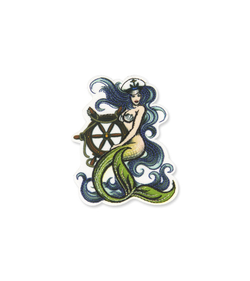 Mermaid and mast iron-on badge 6x6cm