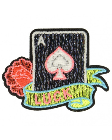 Juego de 3 chapas luminiscentes termoadhesivas en forma de tarjeta rosa de 4 cm x 5 cm