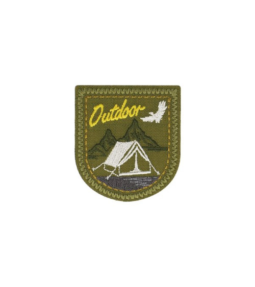 Iron-on patch OUTDOOR tent background khaki 5x5cm