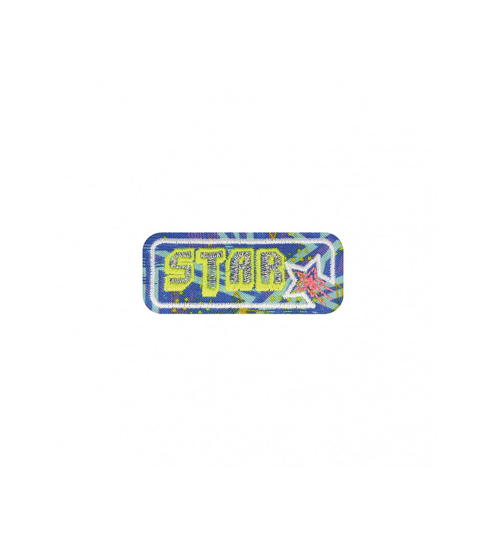 Neon star sport iron-on patch 2.5x7cm