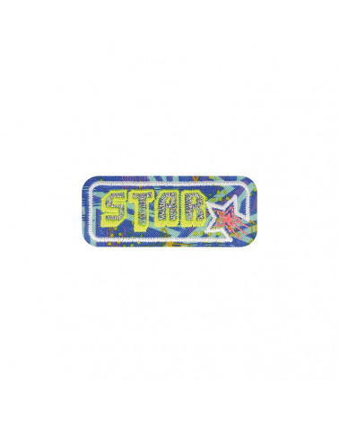 Neon star sport iron-on patch 2.5x7cm