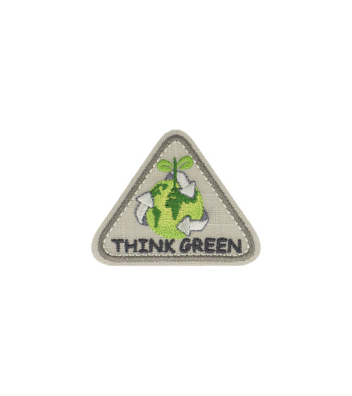THINK GREEN triangle iron-on patch gray 4x6cm