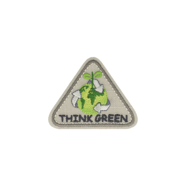 Ecusson thermocollant triangle THINK GREEN gris 4x6cm
