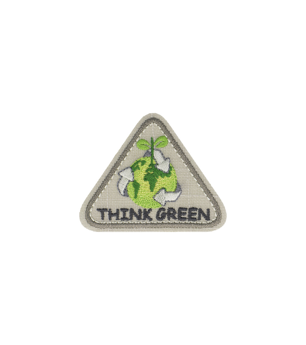 Ecusson thermocollant triangle THINK GREEN gris 4x6cm