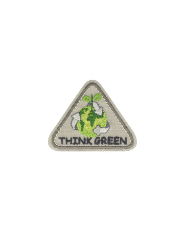Ecusson thermocollant triangle THINK GREEN gris 4x6cm
