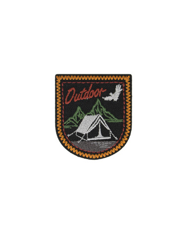 Iron-on patch OUTDOOR tent black background 5x5cm