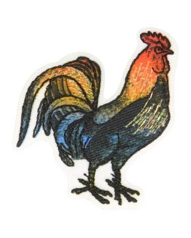 Set of 3 rooster iron-on patches 3.5 cm x 4.5 cm