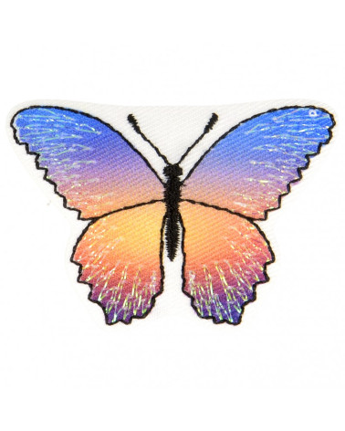 Ecusson thermocollant papillon bleu violet beige rose 3 cm x 5 cm