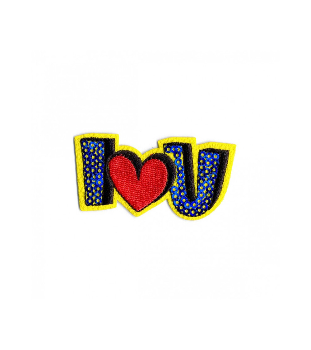 Lot de 3 écussons thermocollants funny i love you 65mm x35mm