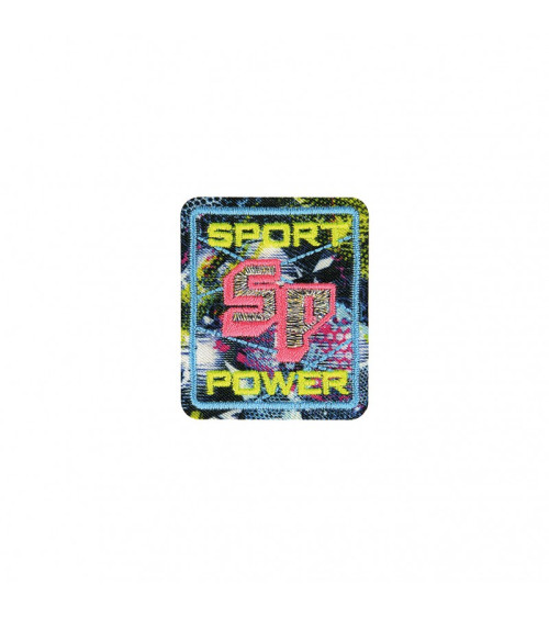 Neon sport power iron-on patch 4.5x5cm