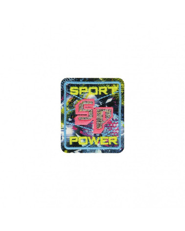 Neon sport power iron-on patch 4.5x5cm