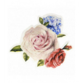 Lot de 3 écussons thermocollants bouquet de roses avec petites fleurs 5,5 cm x 6 cm