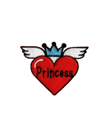 Set of 3 iron-on patches Winged Heart Princess 45mm x45mm