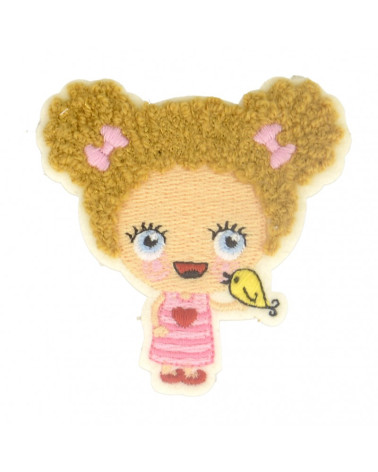 Set of 3 little girl bird iron-on patches 5.5 cm x 5.5 cm