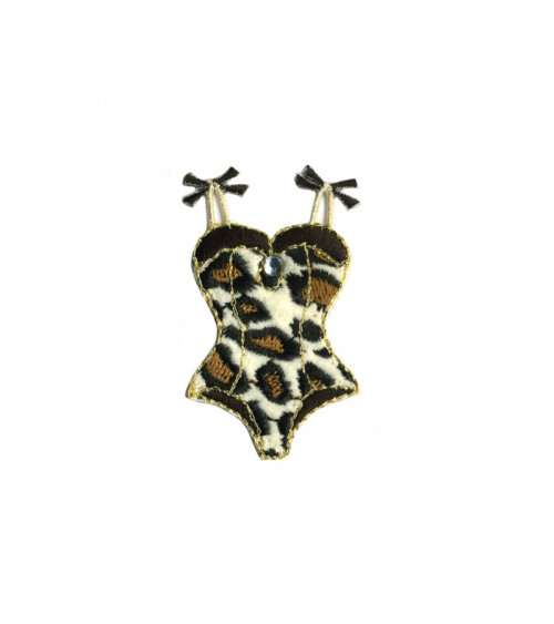 Beige panther gupiere iron-on patch 3cmx2cm