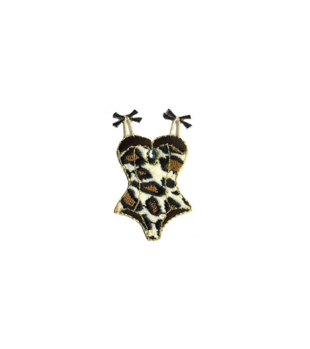 Toppa termoadesiva gupiere pantera beige 3x2 cm