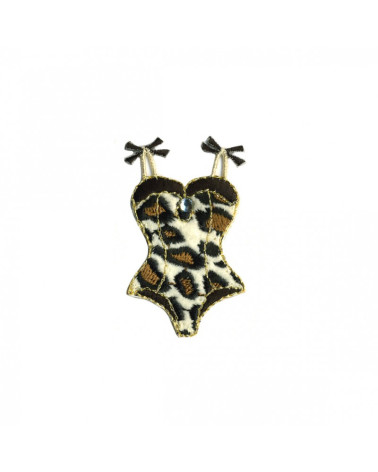 Beige panther wasp iron-on badge 3cmx2cm