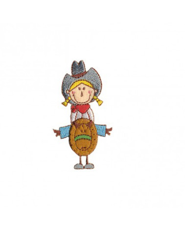 Wildwest child cowgirl iron-on patch 6x3.5cm